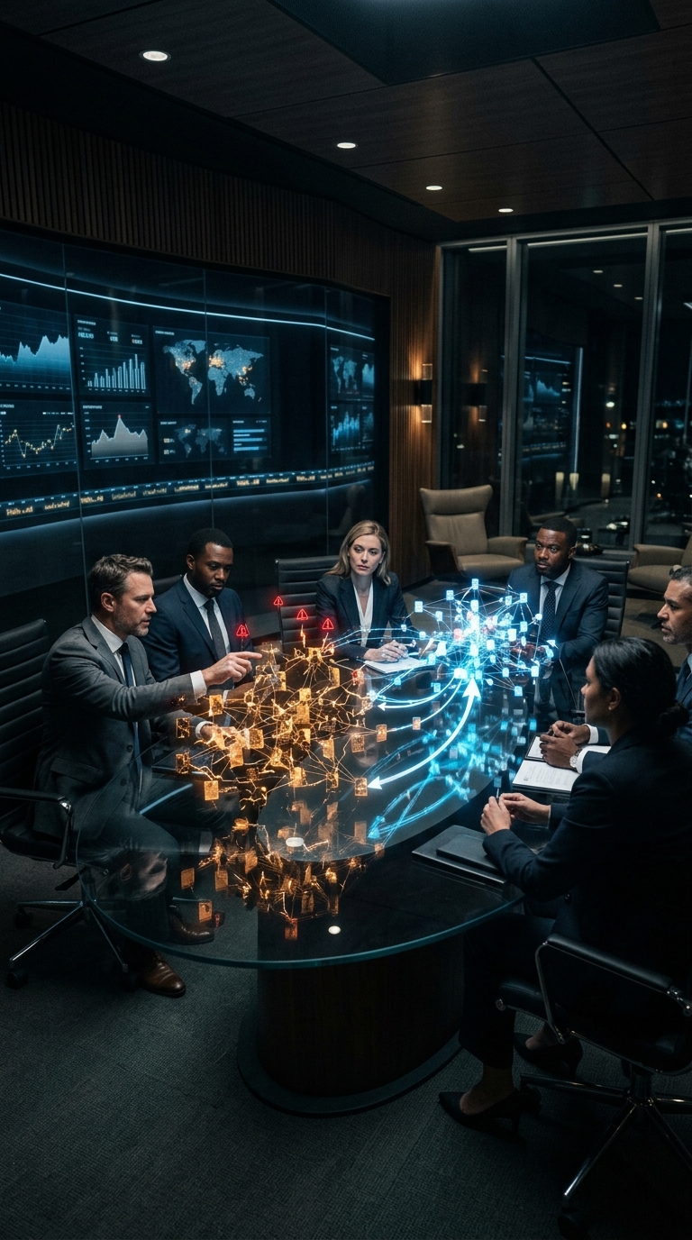 Executives studying live event signals instead of a stale contact list